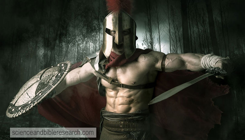 Roman gladiator ready for battle in a dark forest (Photo by Luis Louro)